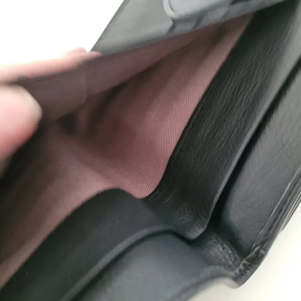 See By Chloe Card Bill Coin Wallet Logo Medium Leather Black Compact Designer‎